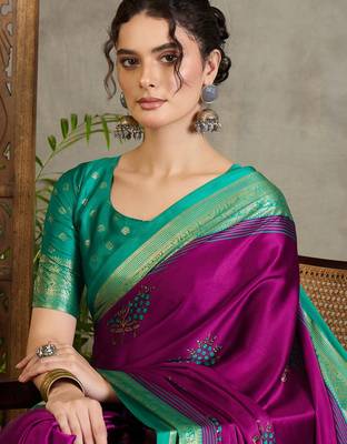 Wine designer festival ready made saree with blouse 3