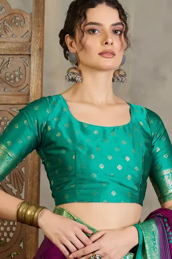 Wine designer festival ready made saree with blouse