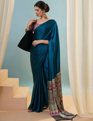 Blue easy drape ready to wear saree for women 1
