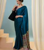 Blue easy drape ready to wear saree for women