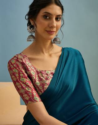 Blue easy drape ready to wear saree for women 3