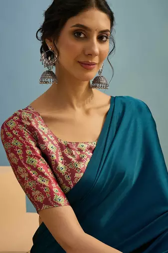 Blue easy drape ready to wear saree for women