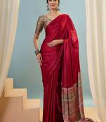 Red premium party wear ready pleated saree