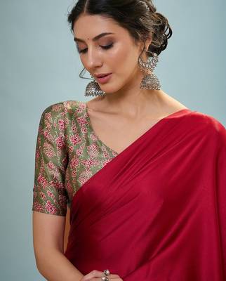 Red  party wear ready pleated saree 5