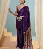 Purple best selling ready to wear saree with blouse piece