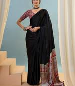 Black embroidered ready wear saree for women