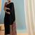 Black embroidered ready wear saree for women