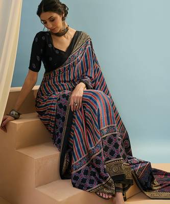 Black fancy party wear ready made saree collection 2