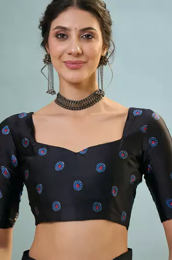 Black fancy party wear ready made saree collection