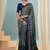Blue instant wear designer saree with blouse fabric