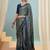 Blue instant wear designer saree with blouse fabric