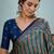 Blue instant wear designer saree with blouse fabric