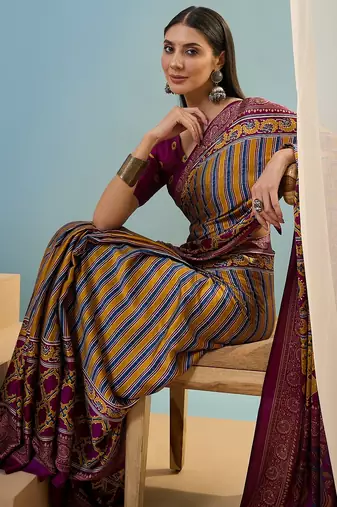 Wine traditional festival ready to wear saree