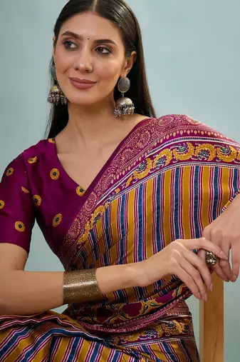 Wine traditional festival ready to wear saree