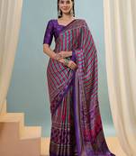 Purple trending ready to drape saree for women with blouse piece