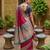 Pink soft banarasi silk blend saree with zari weaving meenakari design