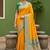 Yellow soft banarasi silk blend saree with zari weaving meenakari design