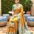 Yellow soft banarasi silk blend saree with zari weaving meenakari design