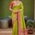 Parrot green soft banarasi silk blend saree with zari weaving meenakari design