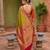 Parrot green soft banarasi silk blend saree with zari weaving meenakari design