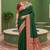 Green soft banarasi silk blend saree with zari weaving meenakari design