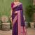 Wine soft banarasi silk blend saree with zari weaving meenakari design