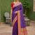 Violet soft banarasi silk blend saree with zari weaving meenakari design