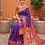 Violet soft banarasi silk blend saree with zari weaving meenakari design