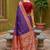 Violet soft banarasi silk blend saree with zari weaving meenakari design