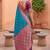 Teal blue soft banarasi silk blend saree with zari weaving meenakari design