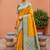 Yellow soft banarasi silk blend saree with zari weaving meenakari design