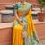 Yellow soft banarasi silk blend saree with zari weaving meenakari design
