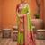 Parrot green soft banarasi silk blend saree with zari weaving meenakari design