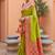 Parrot green soft banarasi silk blend saree with zari weaving meenakari design