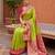 Parrot green soft banarasi silk blend saree with zari weaving meenakari design