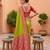 Parrot green soft banarasi silk blend saree with zari weaving meenakari design