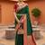Green soft banarasi silk blend saree with zari weaving meenakari design