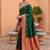 Green soft banarasi silk blend saree with zari weaving meenakari design