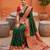 Green soft banarasi silk blend saree with zari weaving meenakari design
