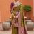 Mahendi  soft banarasi silk blend saree with zari weaving meenakari design