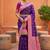 Violet soft banarasi silk blend saree with zari weaving meenakari design