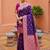 Violet soft banarasi silk blend saree with zari weaving meenakari design