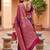 Violet soft banarasi silk blend saree with zari weaving meenakari design