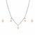 Freshwater pearl jewellery set, silver chain necklace with triple drop pendants and stud earrings