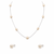 Pearl station necklace and stud earrings jewellery set, silver chain, white, earrings included