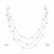 Pearl layered necklace and stud earrings set, white, silver chain, 3-layer station style, gift box included
