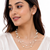 Pearl layered necklace and stud earrings set, white, silver chain, 3-layer station style, gift box included