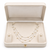Pearl layered necklace and stud earrings set, white, silver chain, 3-layer station style, gift box included