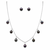 Mp jewellers black freshwater pearl necklace and stud earrings set, silver chain, dangle style