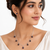 Mp jewellers black freshwater pearl necklace and stud earrings set, silver chain, dangle style